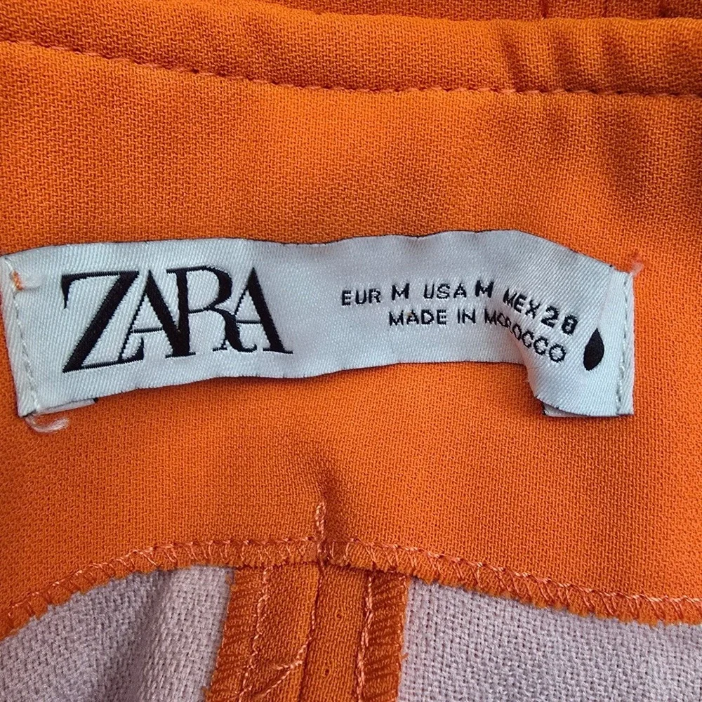 Zara‎ Orange A Line Mini Skirt Womens M Mod Y2K Dopamine Dressing Chic Retro Mod